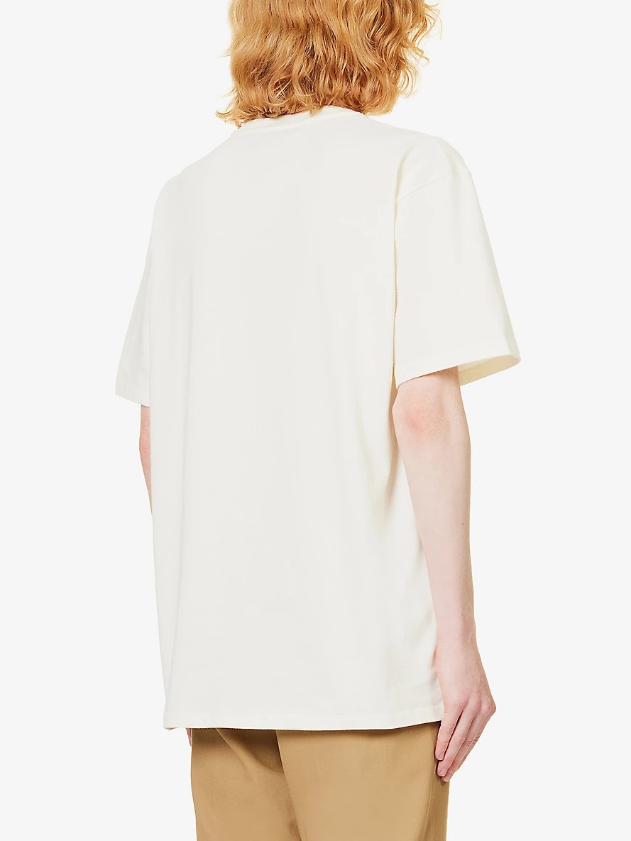 Brand-print short-sleeved cotton-jersey T-shirt - 4