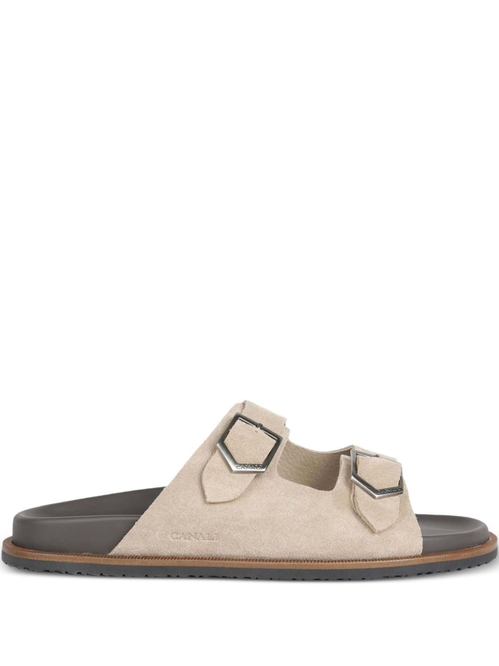 double-buckle suede sandals - 1
