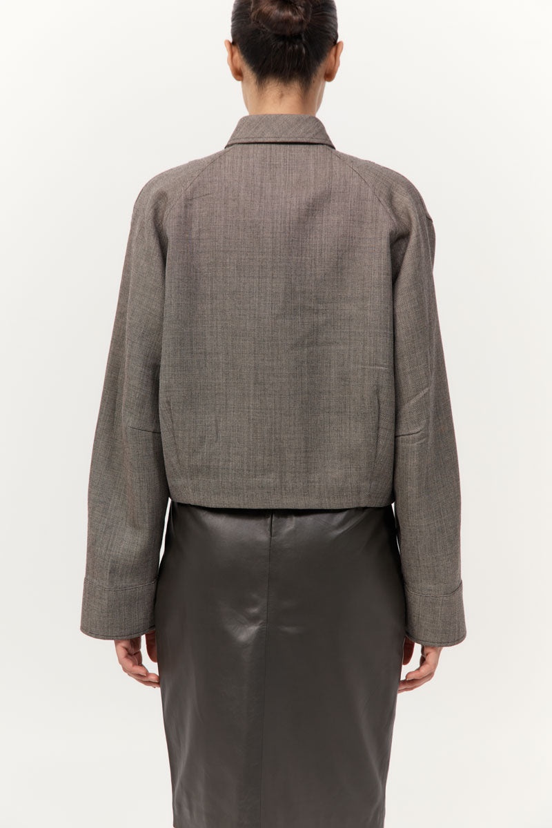 Wool Cocoon Bomber - Parquetry - 6