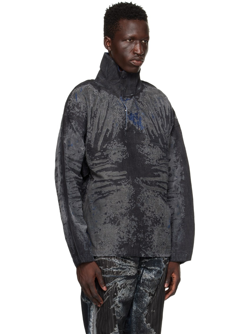 Black & Gray D-Flow-Fse Denim Jacket - 2