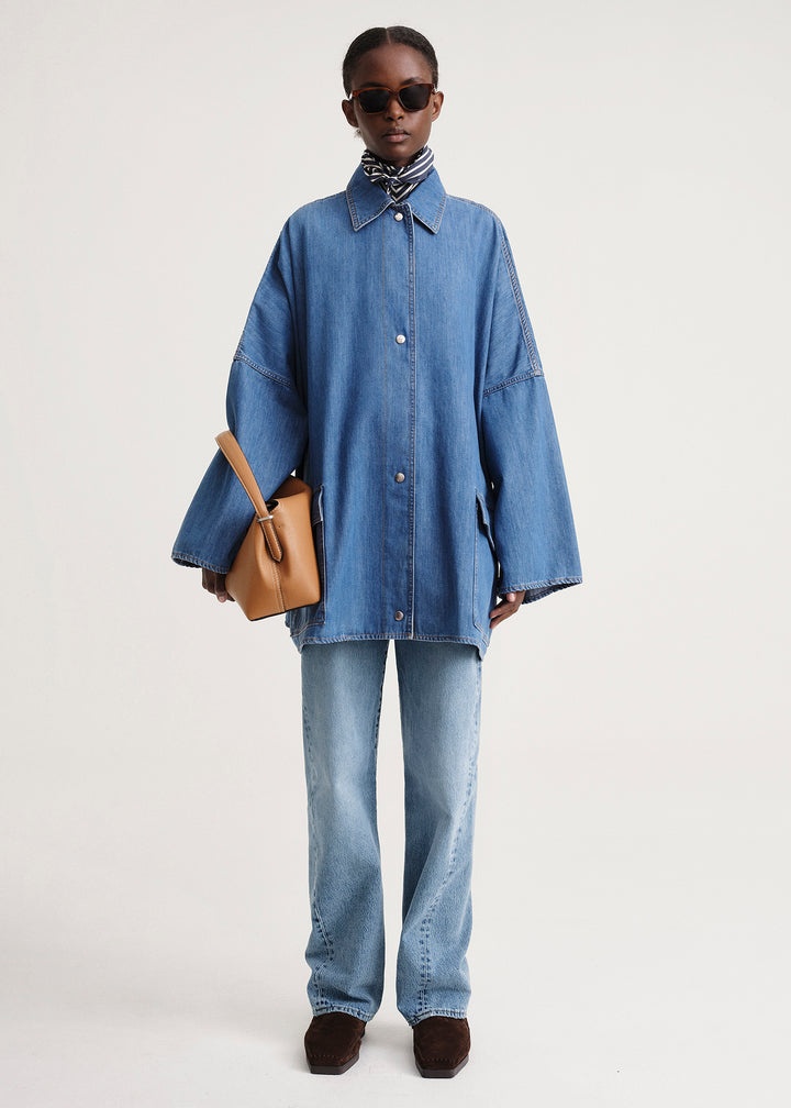 【TOTEME】DENIM OVERSHIRT WITH POCKET DETAIL (関税込み） Toteme Oversized denim overshirt Toteme
