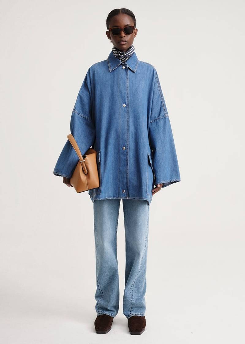 Totême Denim overshirt jacket soft blue outlook