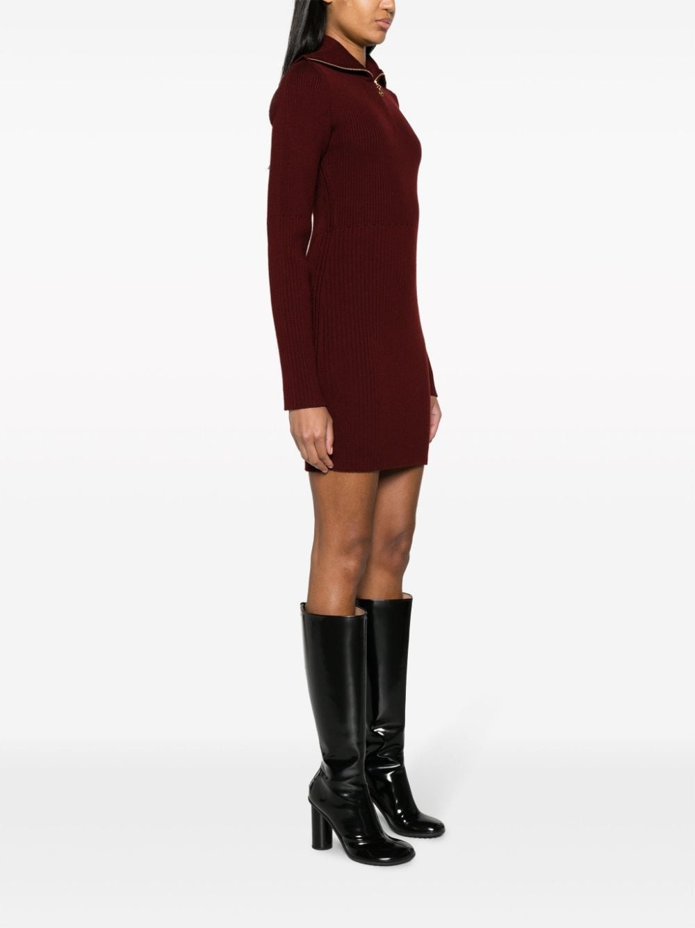 half-zip ribbed-knit minidress - 3