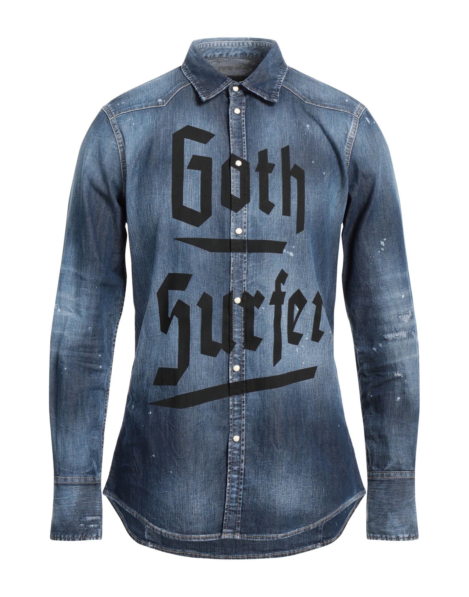 Blue Men's Denim Shirt - 1