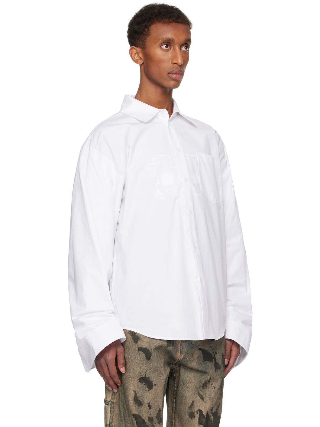 White Twisted Sleeve Shirt - 2