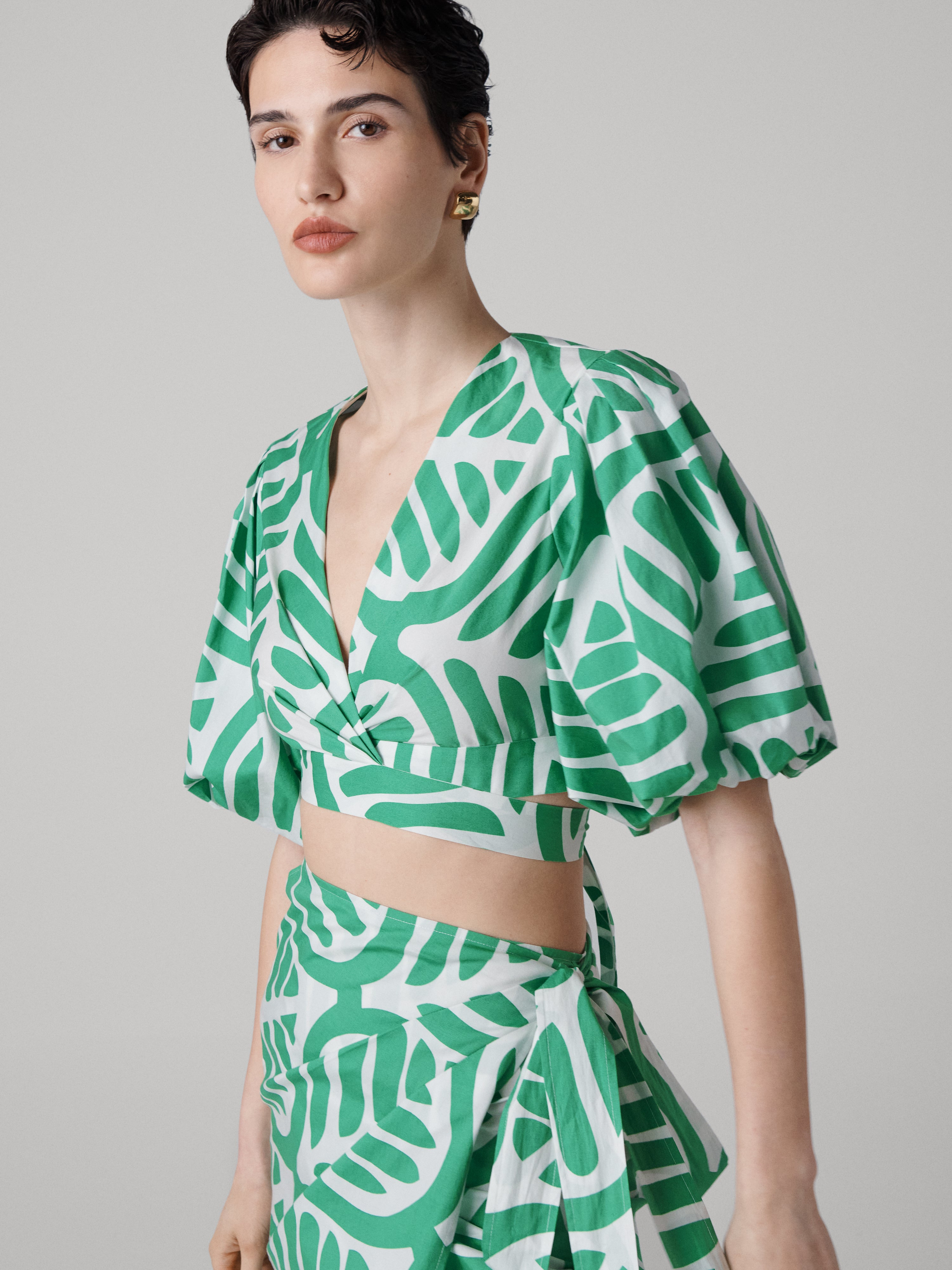Luciana Cotton Poplin Wrap Top - 3
