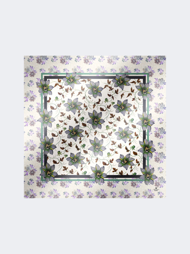 ONESTONEW Printed silk twill foulard - IVORY 1