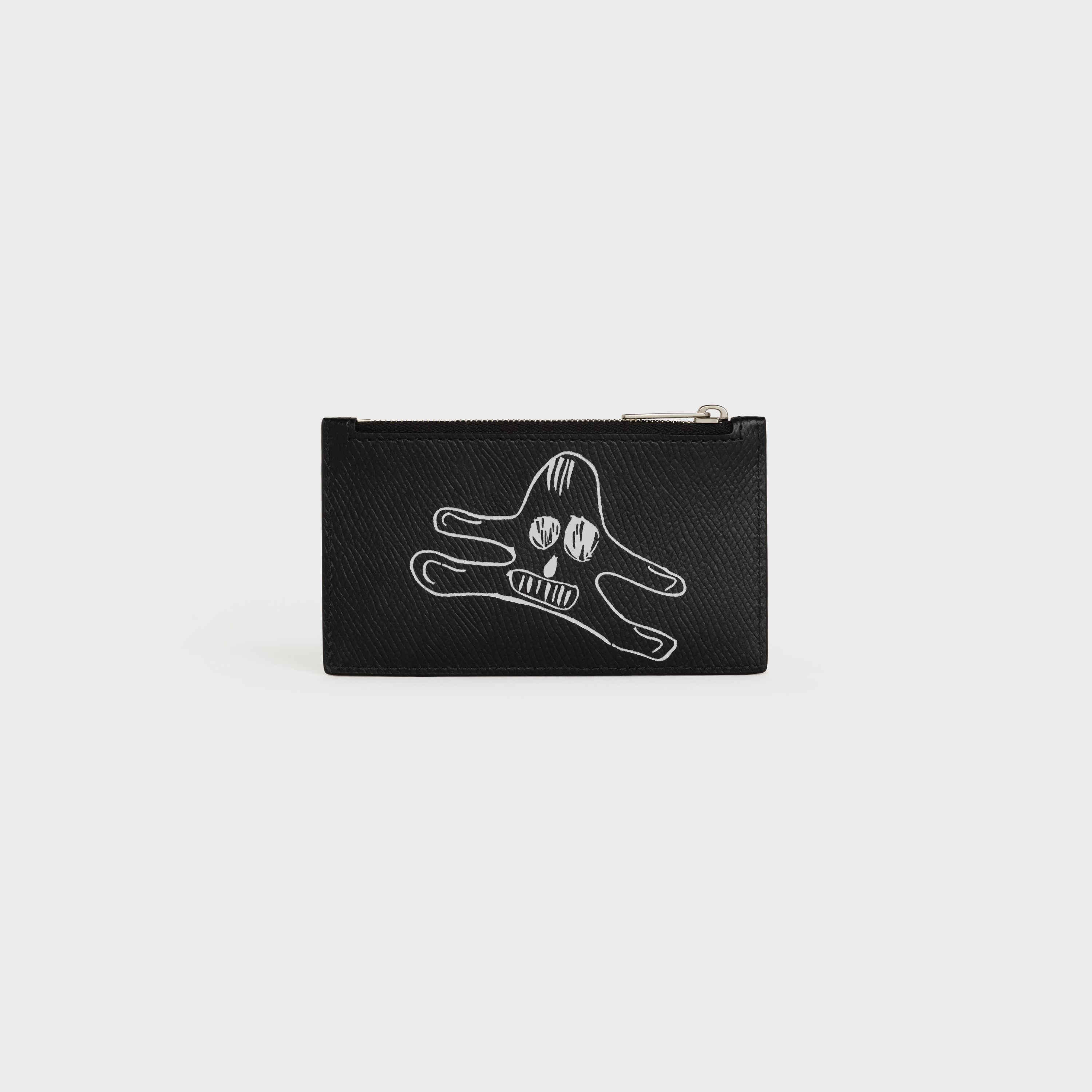 ZIPPED CARD HOLDER IN GRAINED CALFSKIN WITH ANDRÉ BUTZER "WANDERER" PRINT - 1