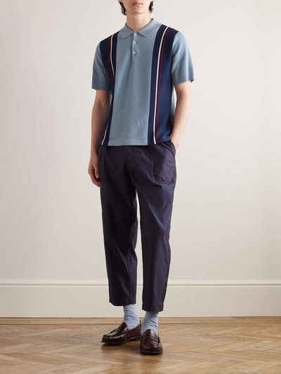 BEAMS PLUS Ribbed Striped Cotton Polo Shirt outlook