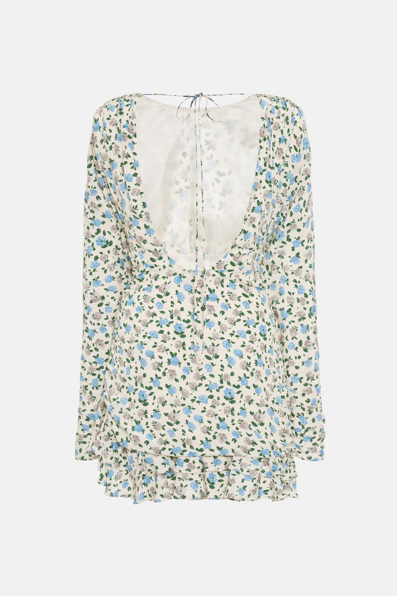 OPEN BACK FLOWER PRINT SILK MINI DRESS 2