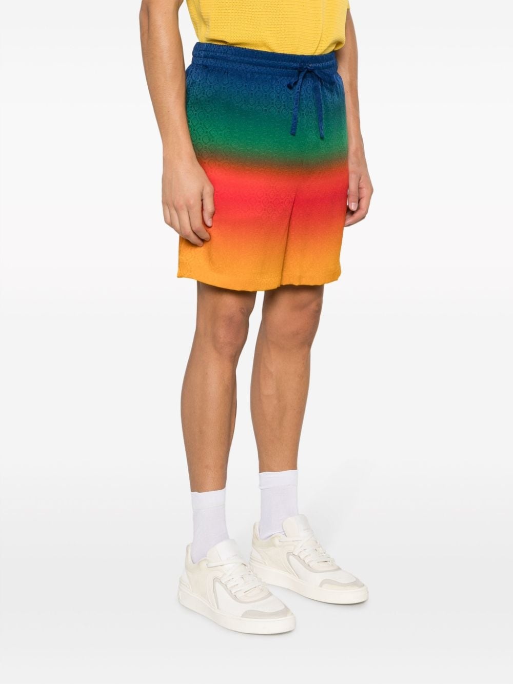 rainbow-ombré silk track shorts - 3
