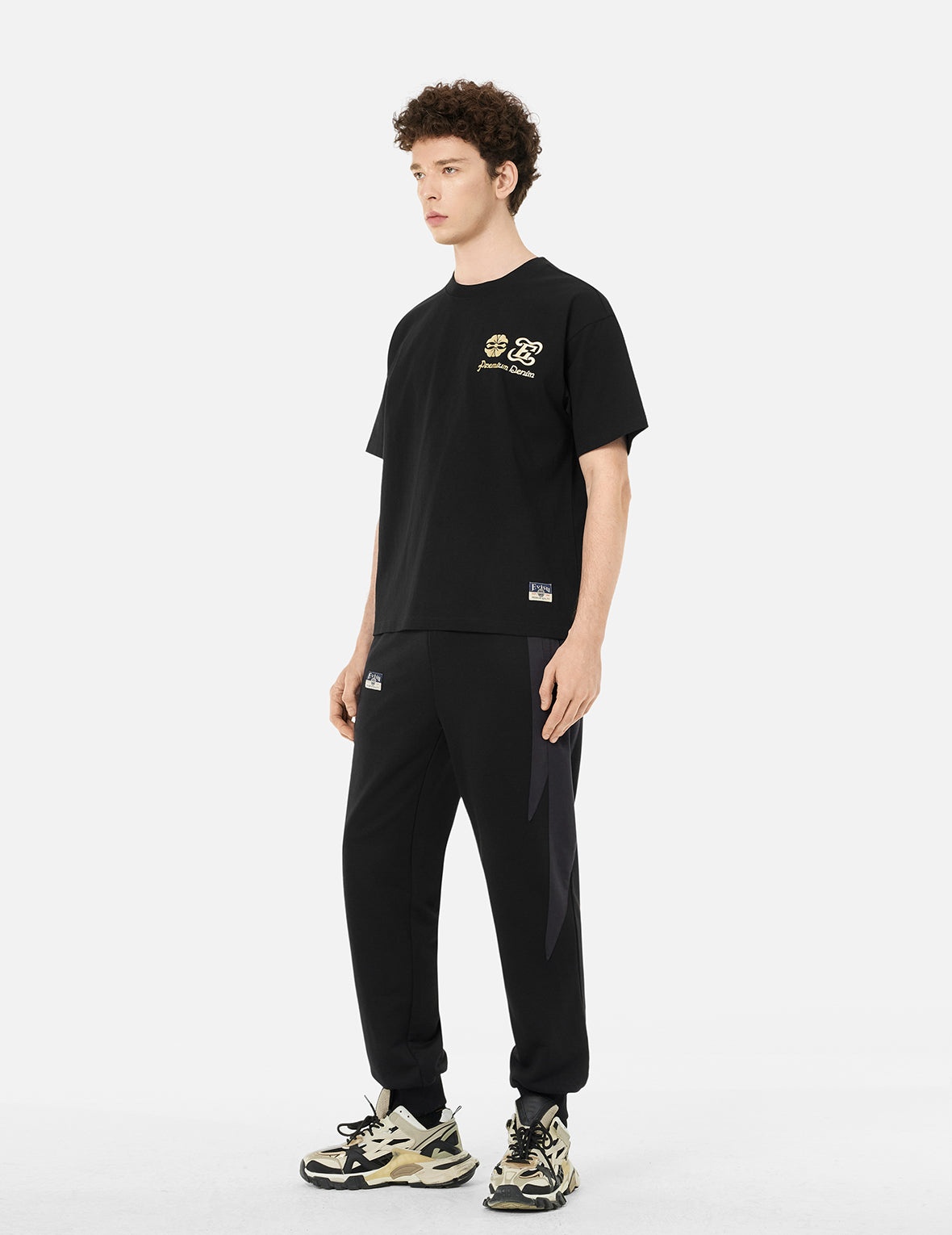 Panel Blocking with Colorful Logo Print Relax Fit Sweatpants - 3