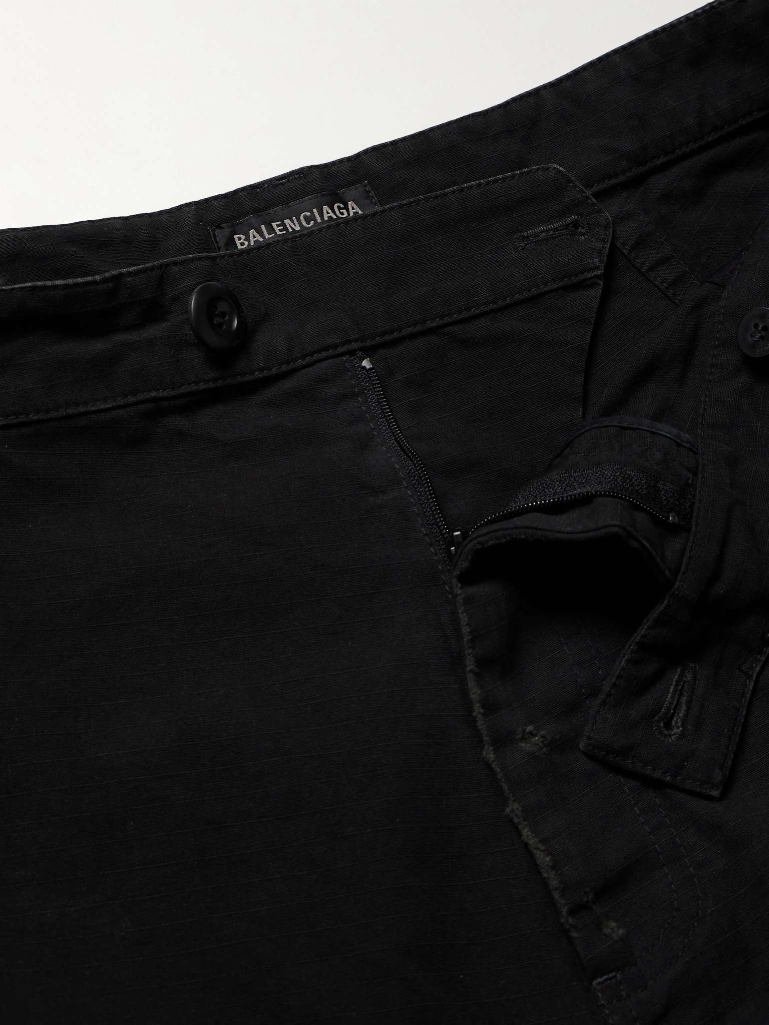 Wide-Leg Distressed Cotton Cargo Trousers - 3