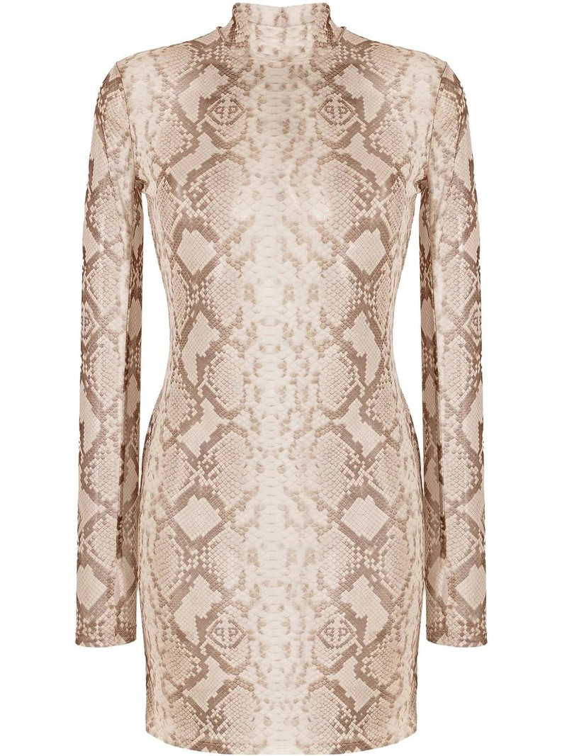 snakeskin-print mock neck dress 1