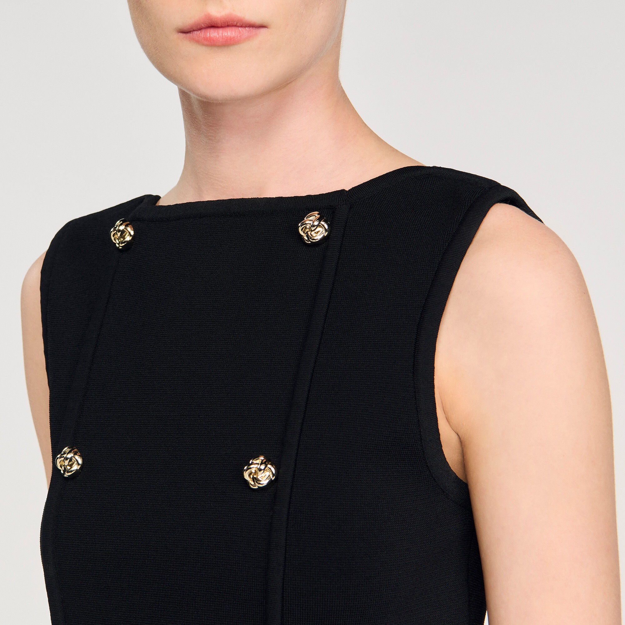 BUTTON DETAIL CROPPED KNIT TOP - 3