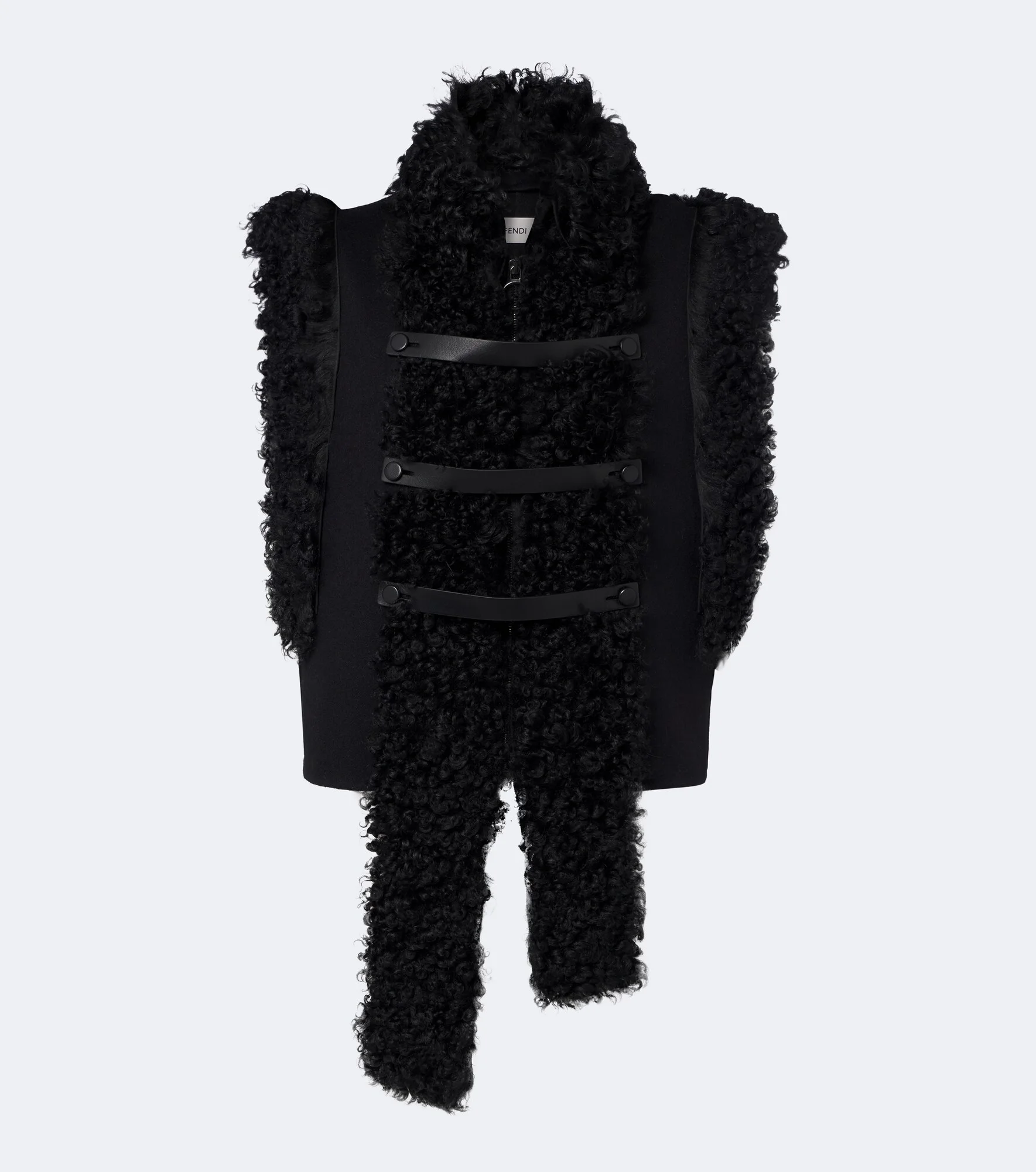 Shearling and leather-trimmed wool-blend vest - 1