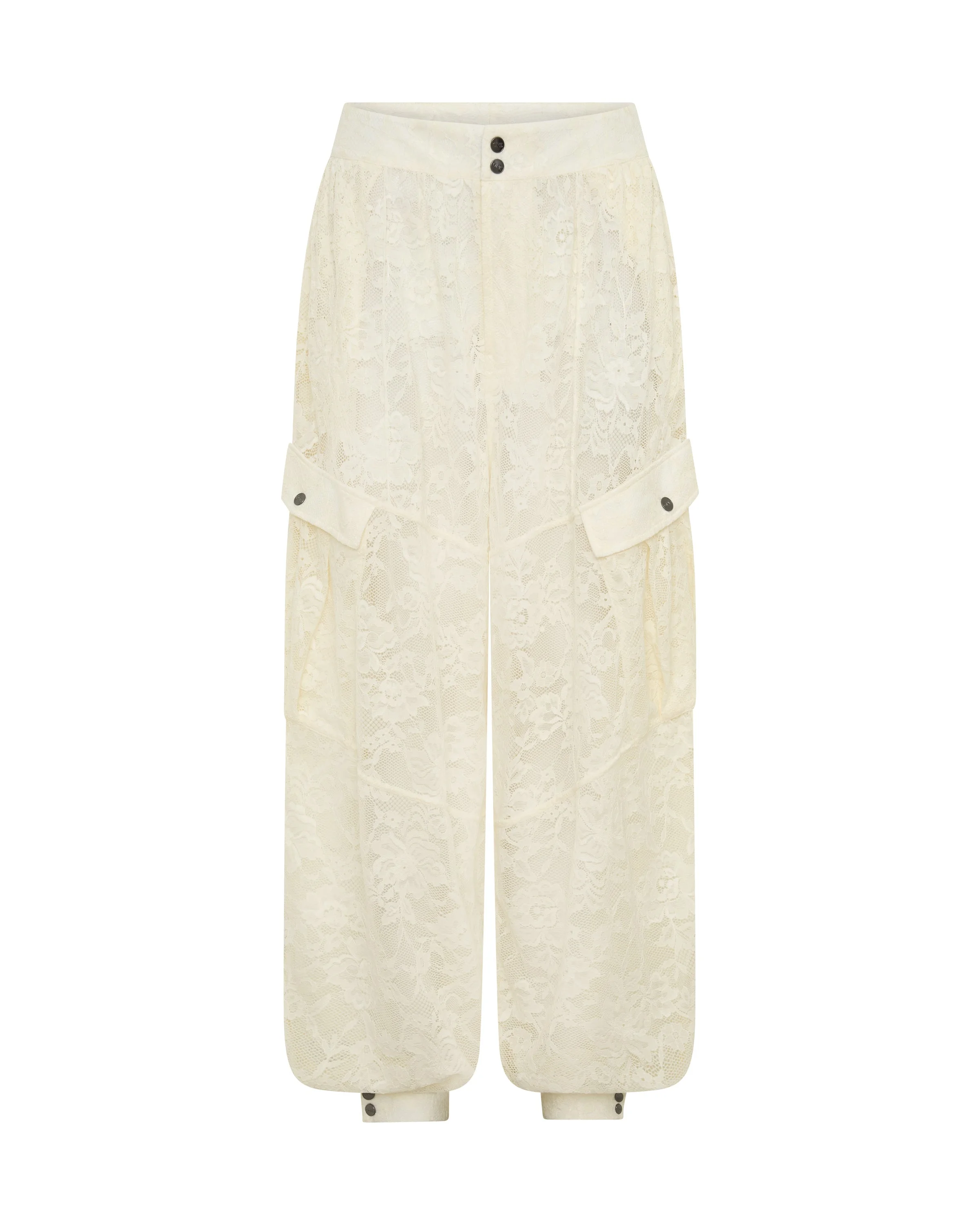 Savage Romance Utility Lace Pants - Vintage White - 1