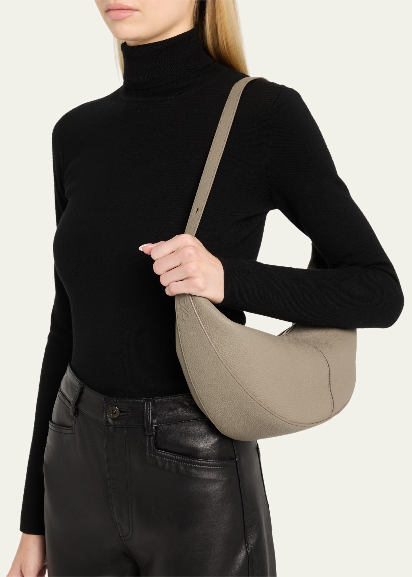 Slide Pebbled Leather Shoulder Bag - 2