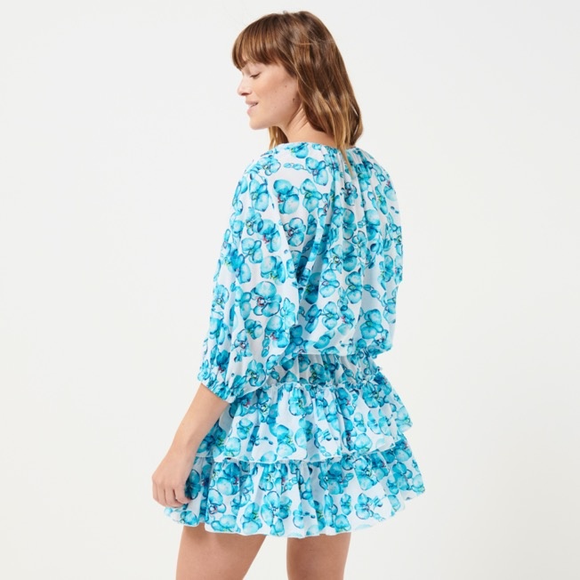 Women Cotton Veil Short Dress Orchidees - 4