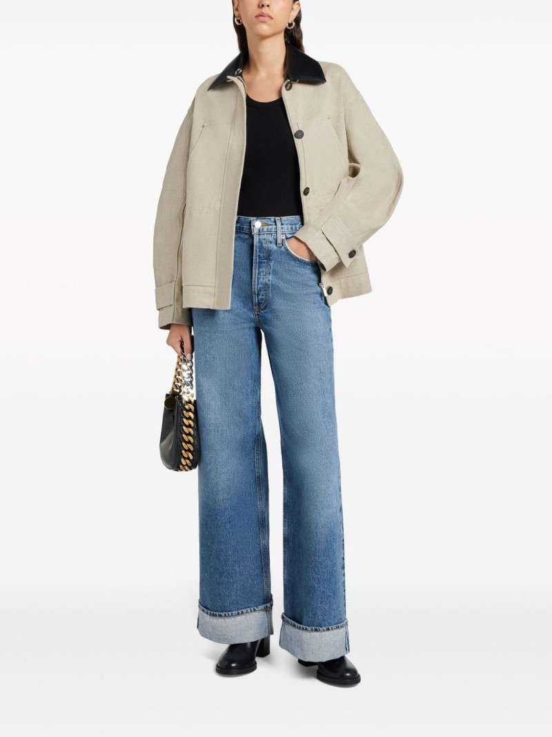 FERRAGAMO contrasting-collar linen jacket outlook