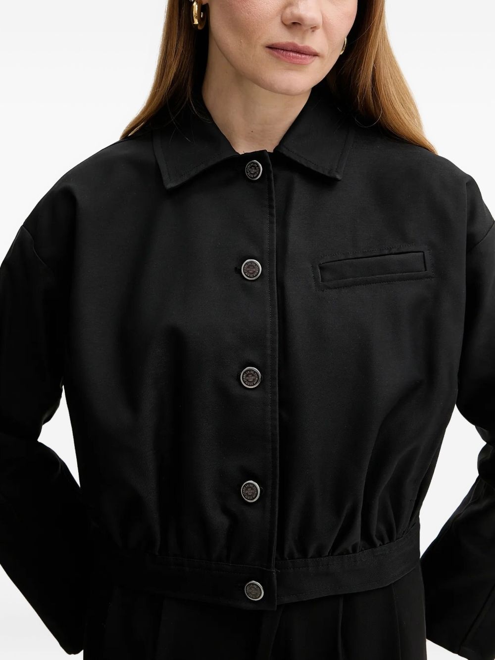 button-fastening cinched jacket - 5