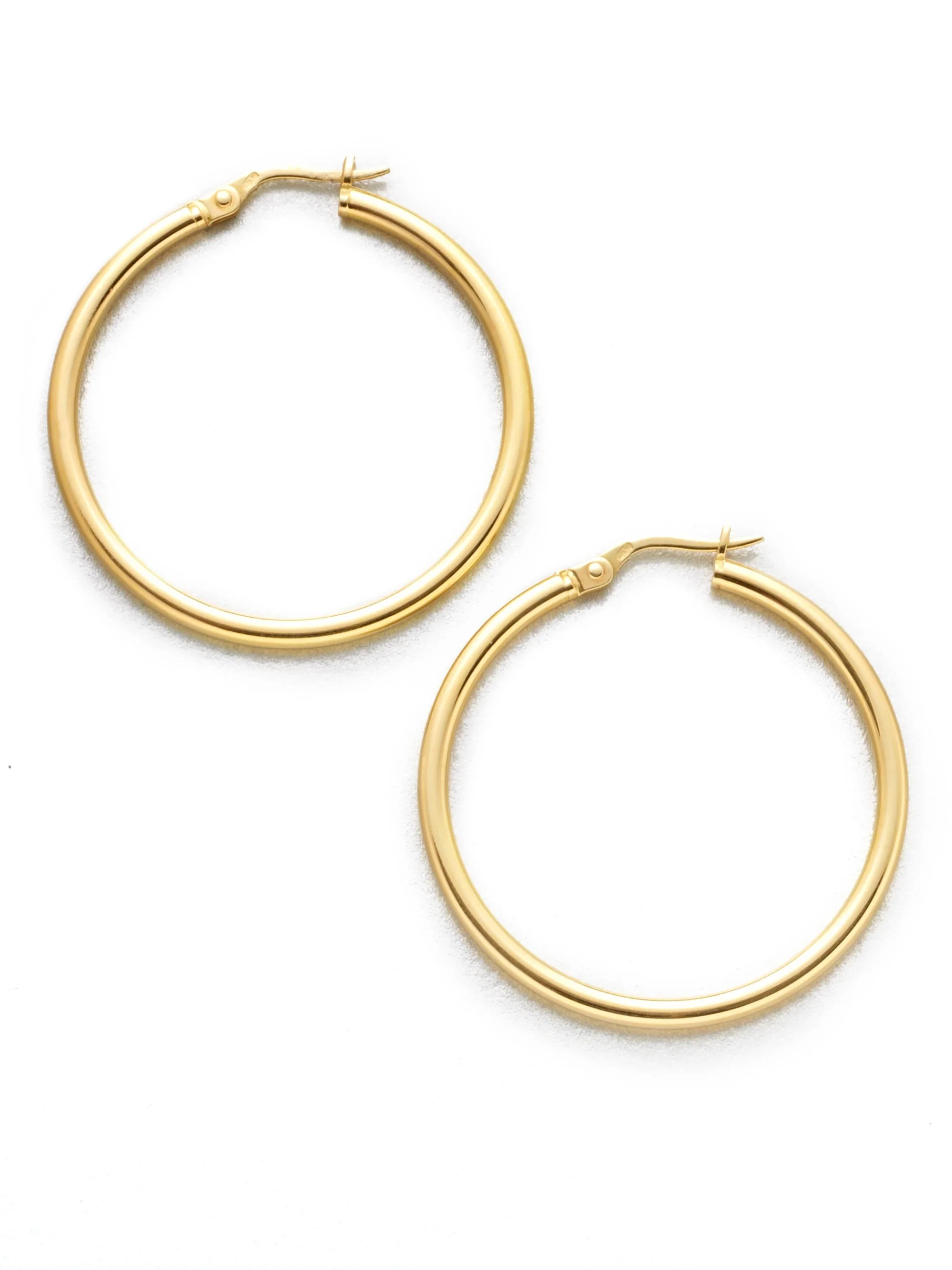 Women's 18K Yellow Gold Hoop Earrings/1.4" - Gold - 1