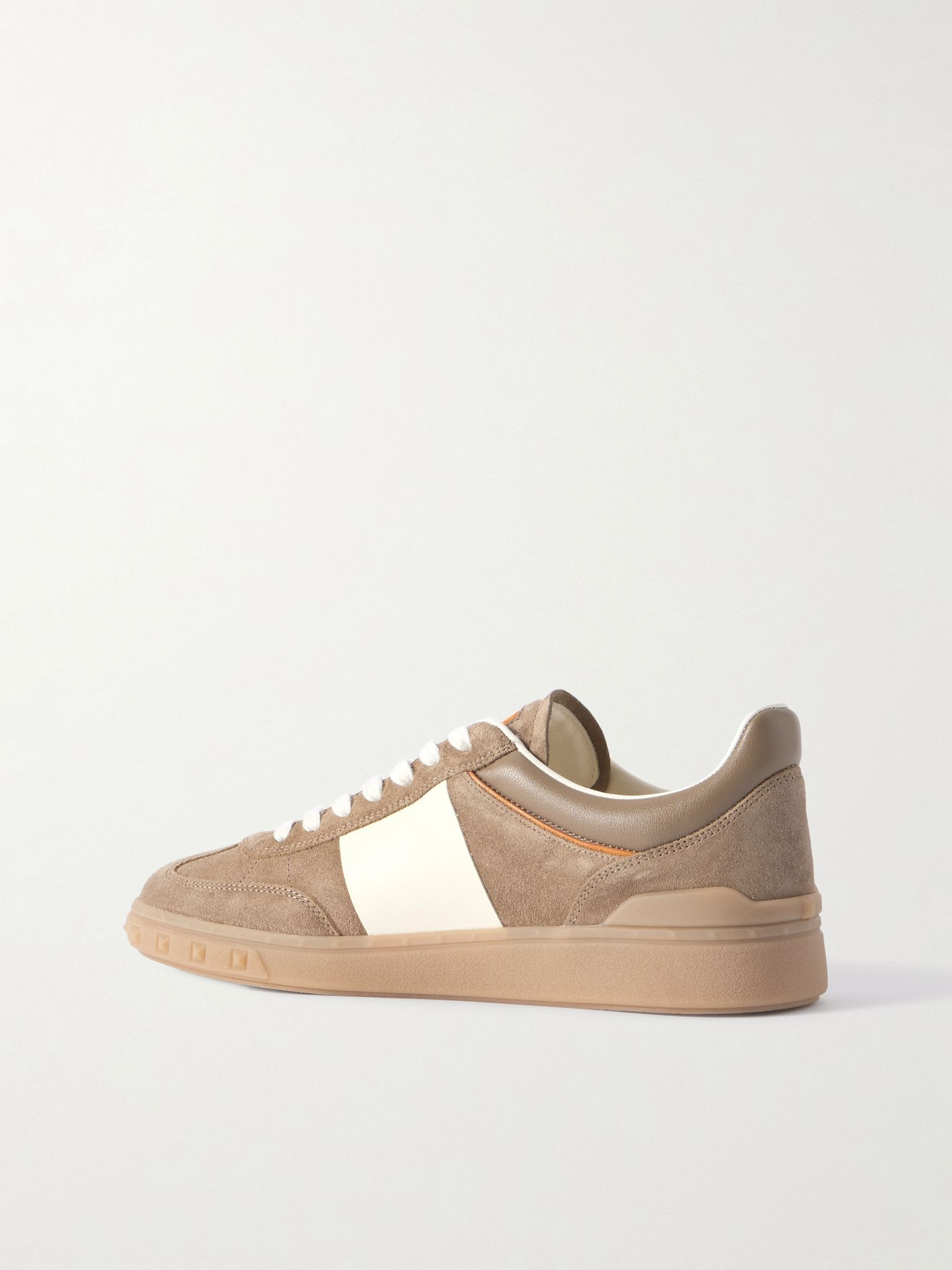 Upvillage Leather-Trimmed Suede Sneakers Brown - 4