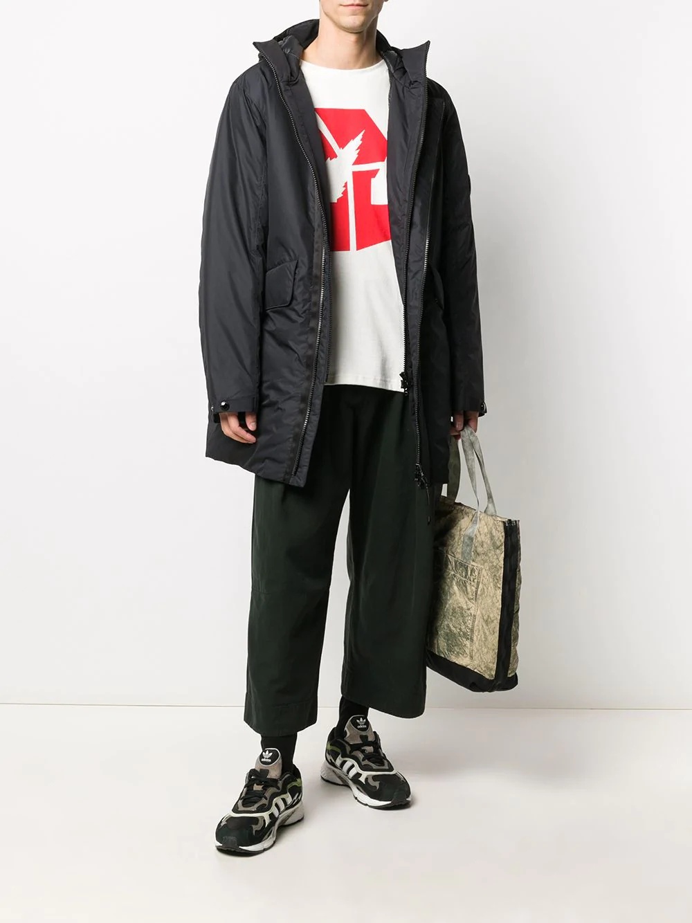 hooded mid-length parka - 2