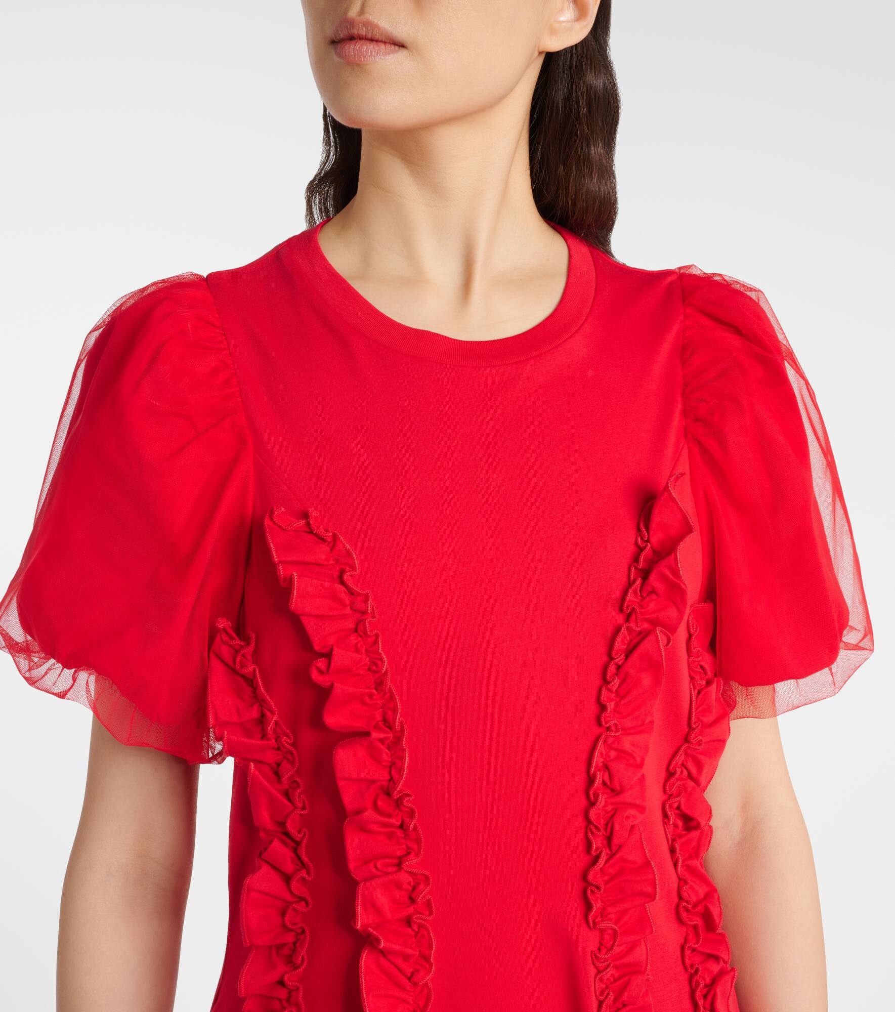 Ruffled cotton tulle midi dress - 4