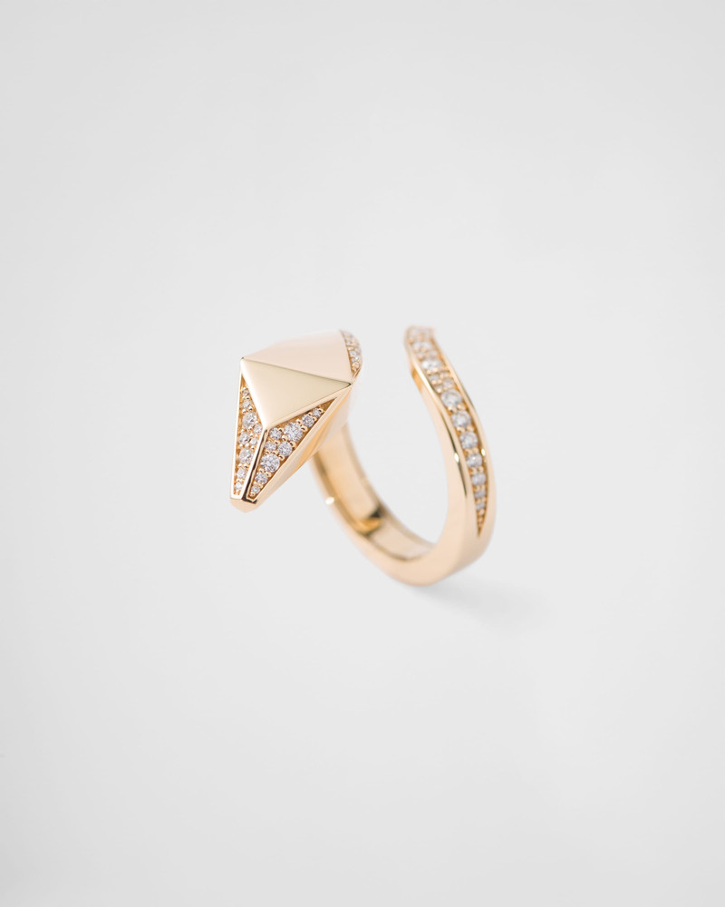 Prada Eternal Gold snake ring in yellow gold and diamonds outlook