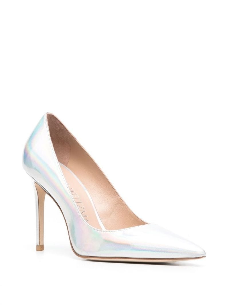 metallic-effect 95mm pointed pumps - 4