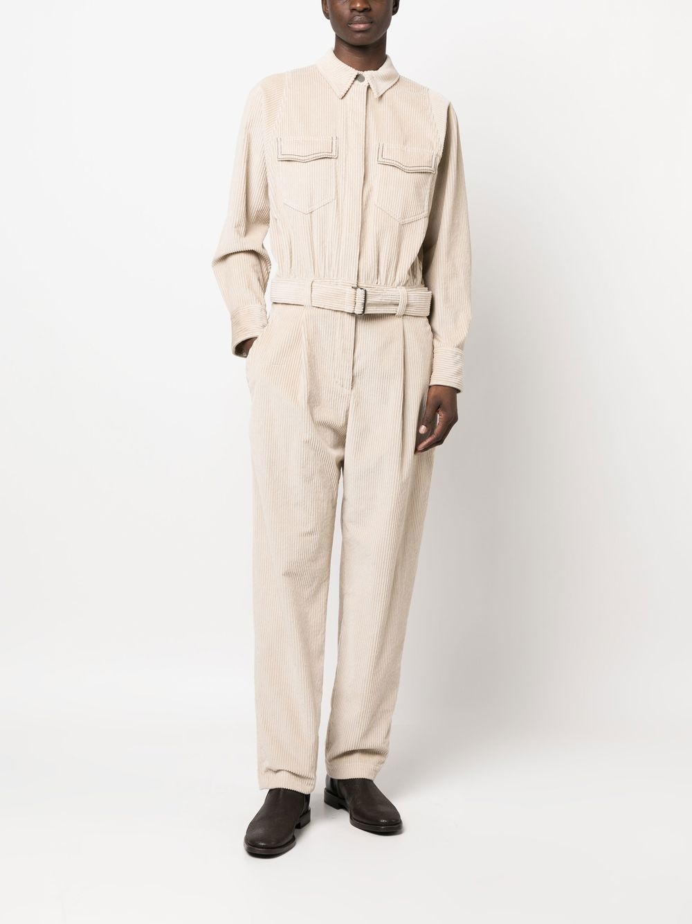 belted corduroy jumpsuit - 2