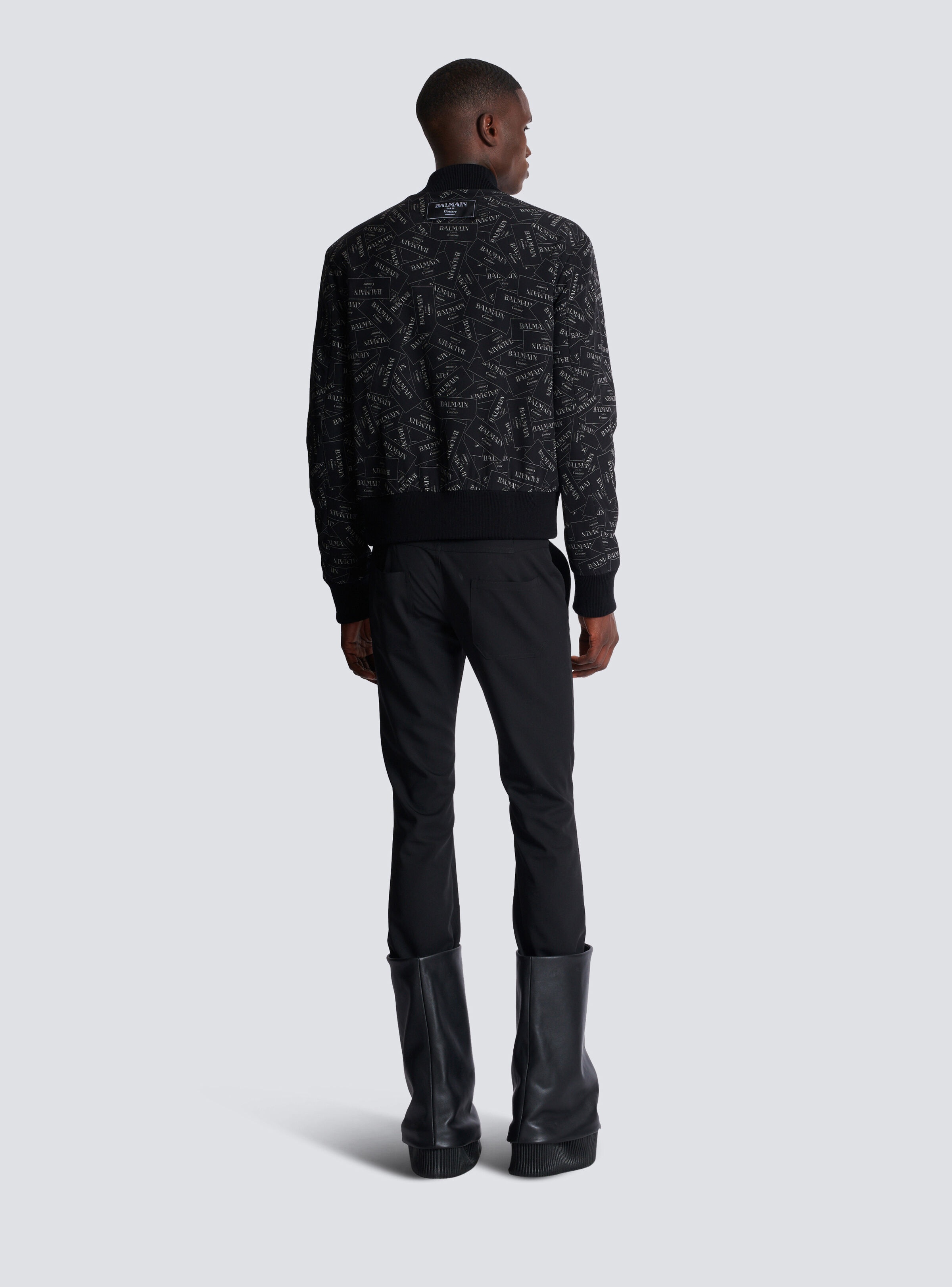 Printed Balmain label bomber jacket - 4