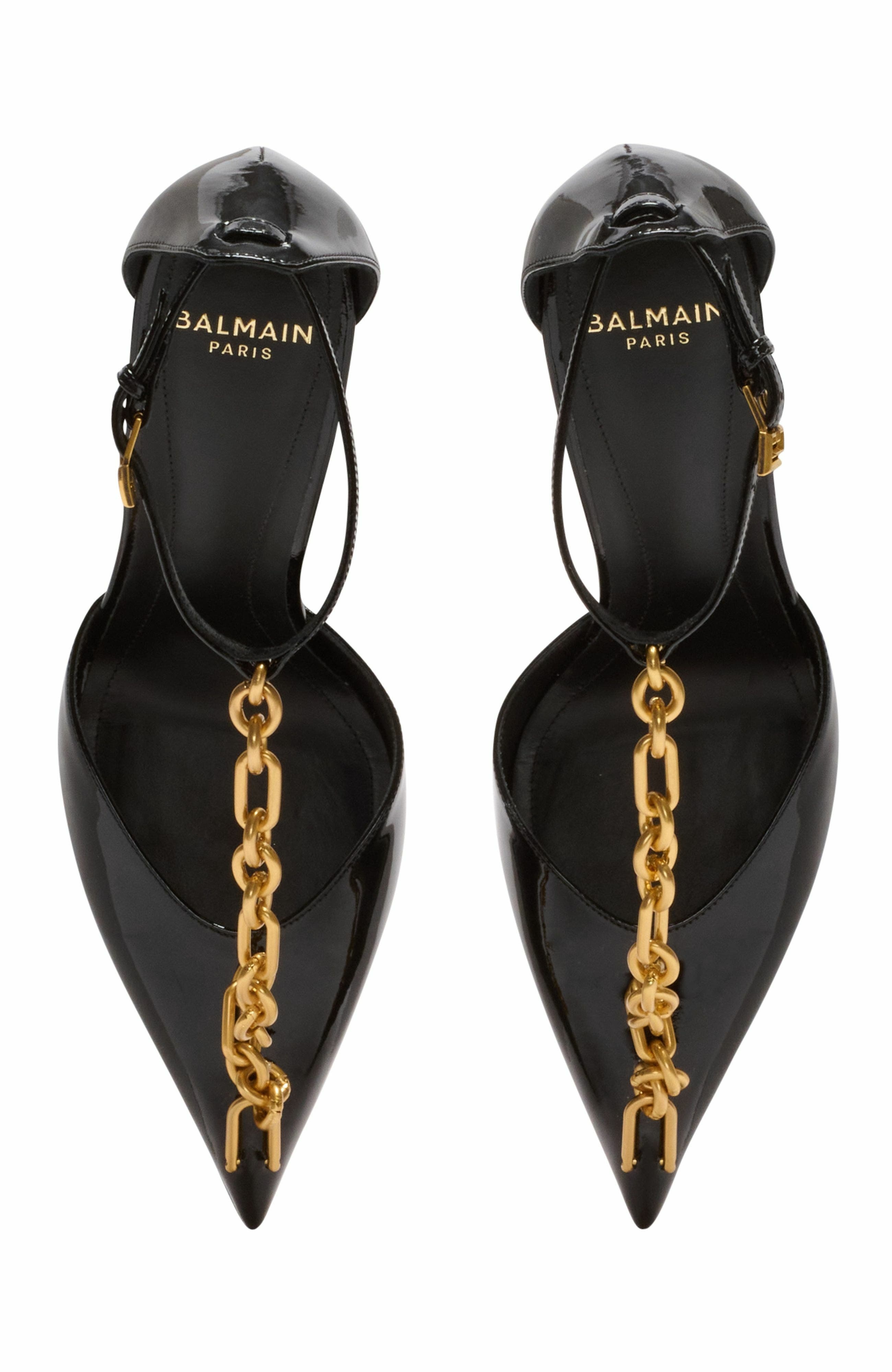 Balmain Sync patent leather stilettos with pointed toe in Black at Nordstrom - 5