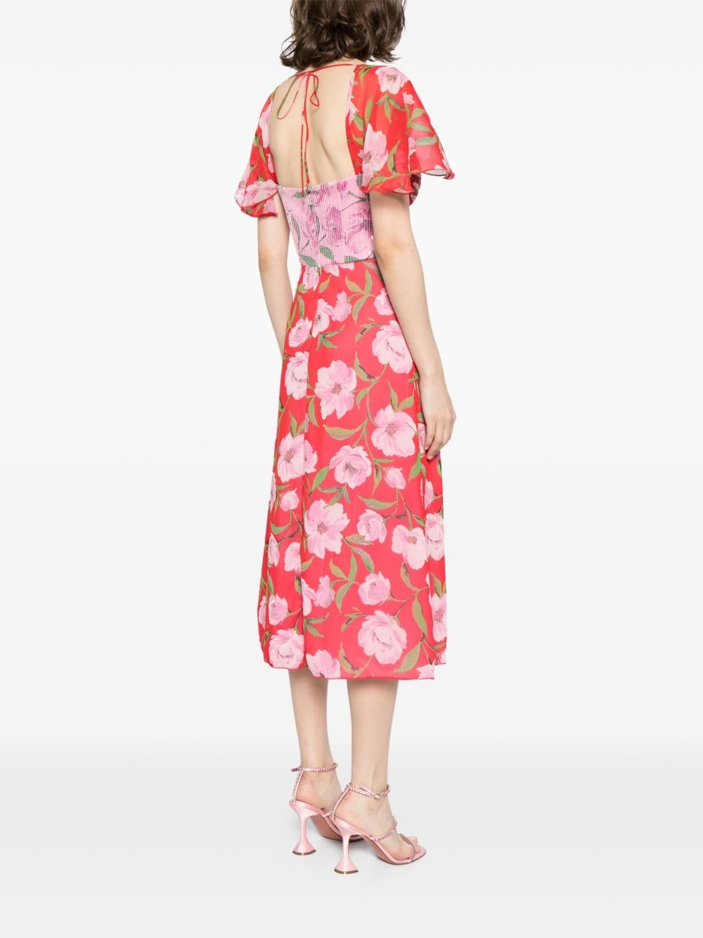 floral-print chiffon midi dress - 4