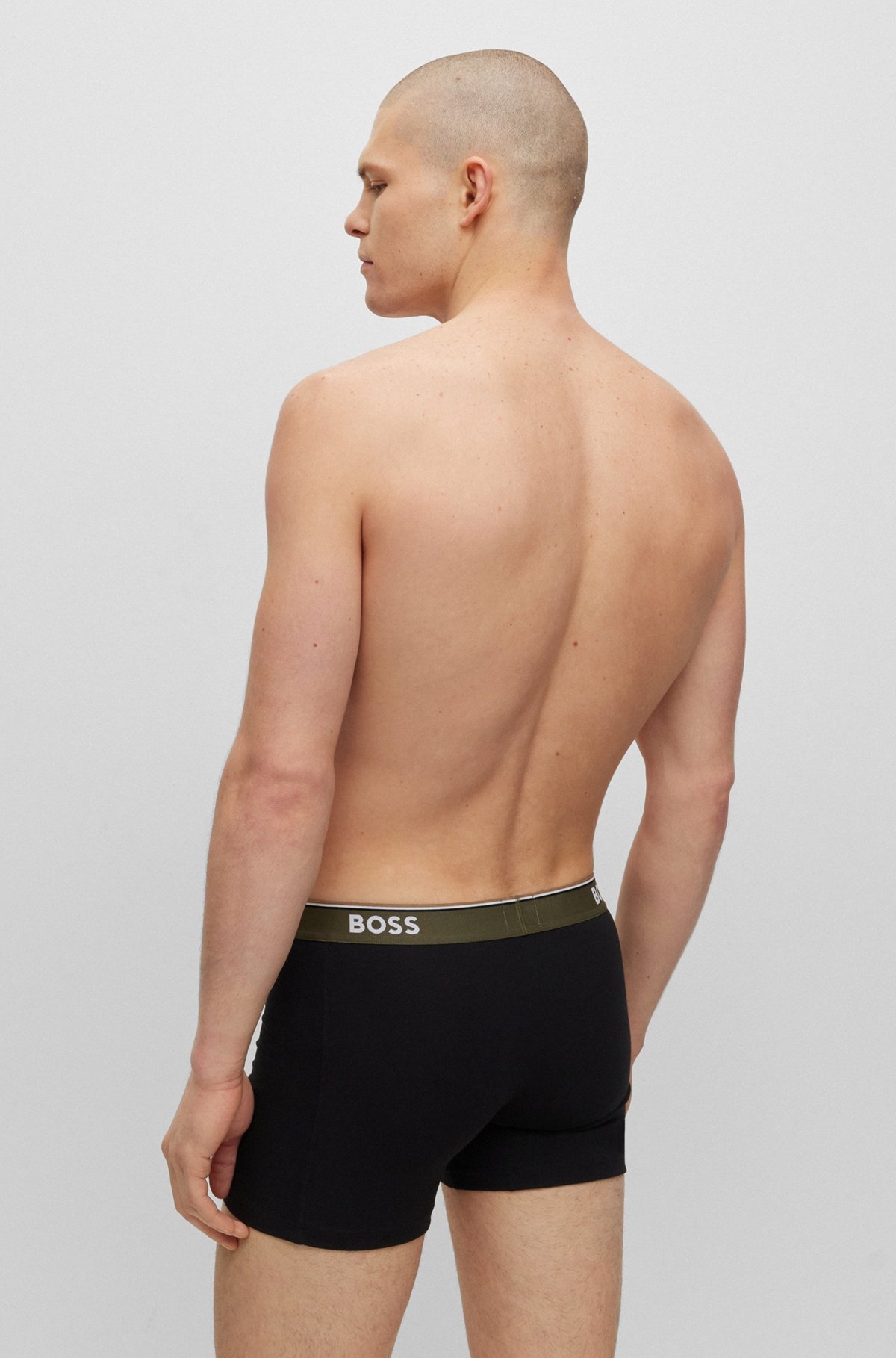 THREE-PACK OF STRETCH-COTTON BOXER BRIEFS WITH LOGOS - 3