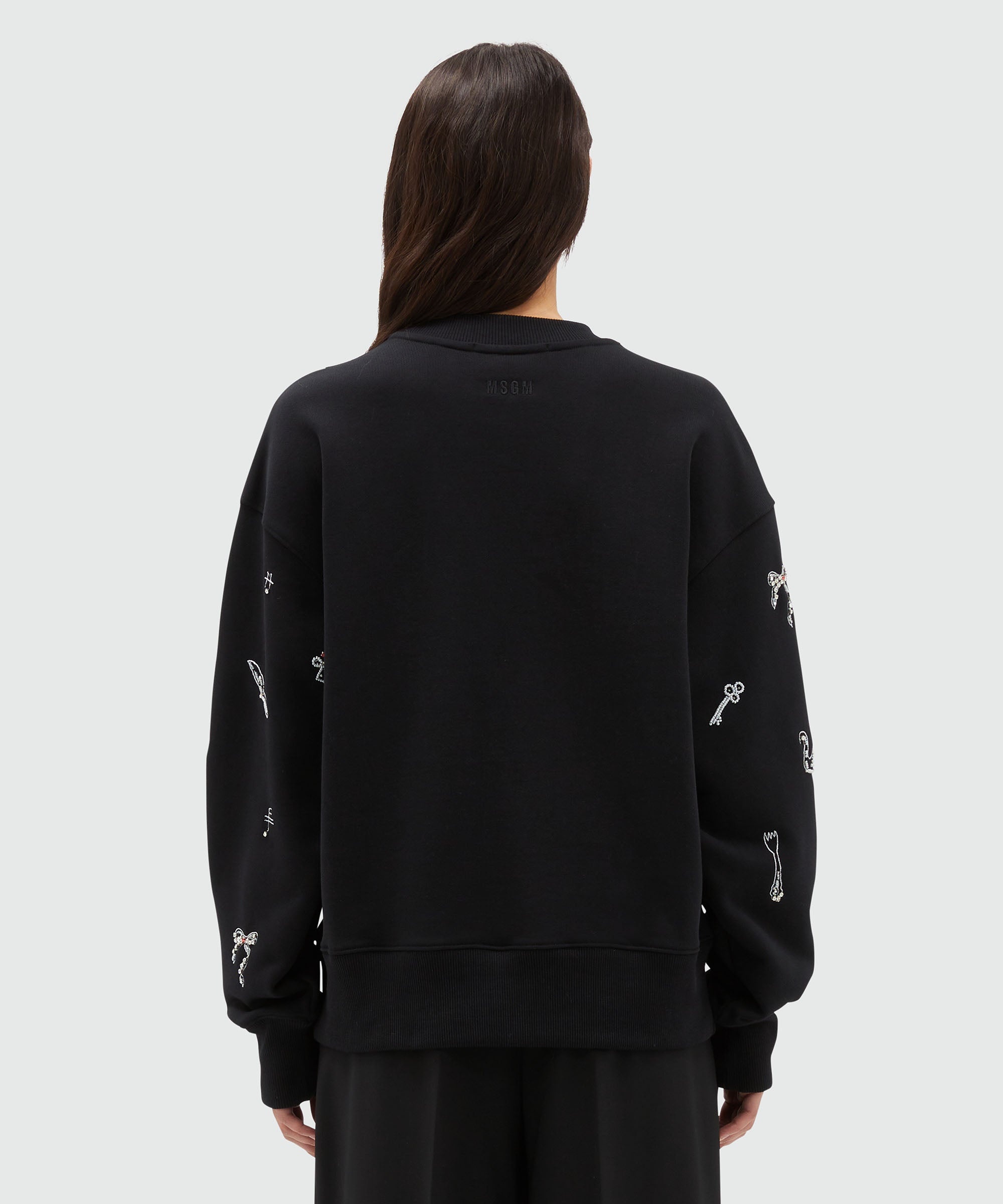 Jersey sweatshirt with applications and embroidery - 3
