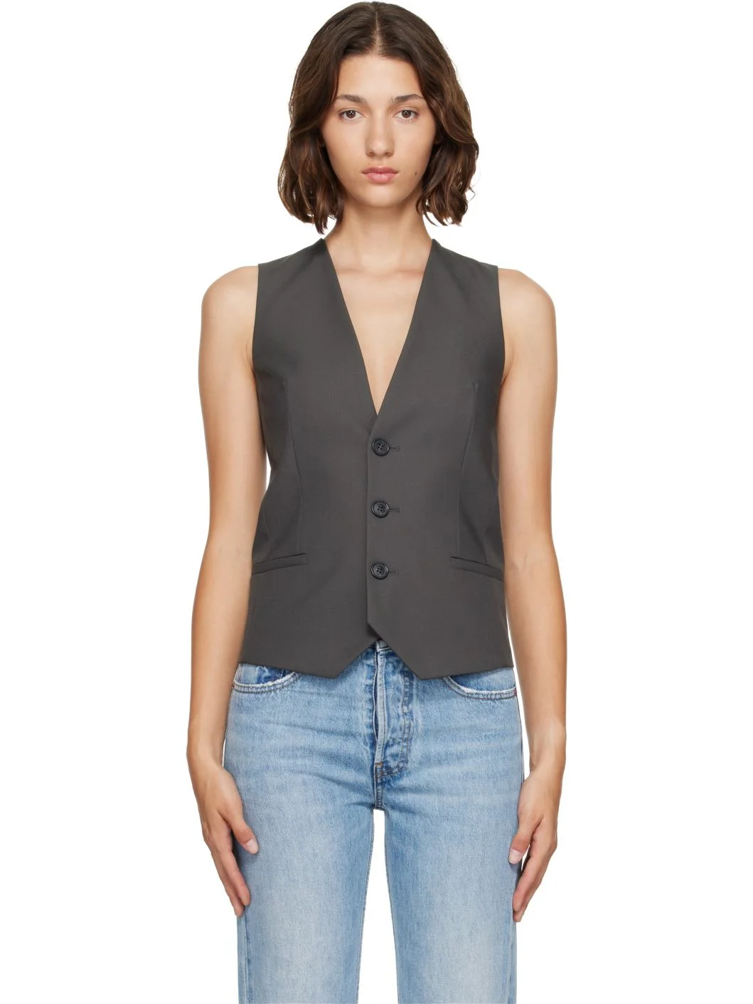 Gray Buttoned Vest - 1