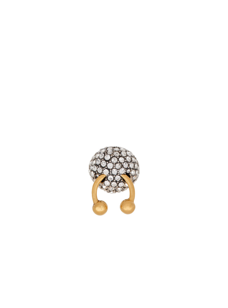 Piercing brass and rhinestone ring 1