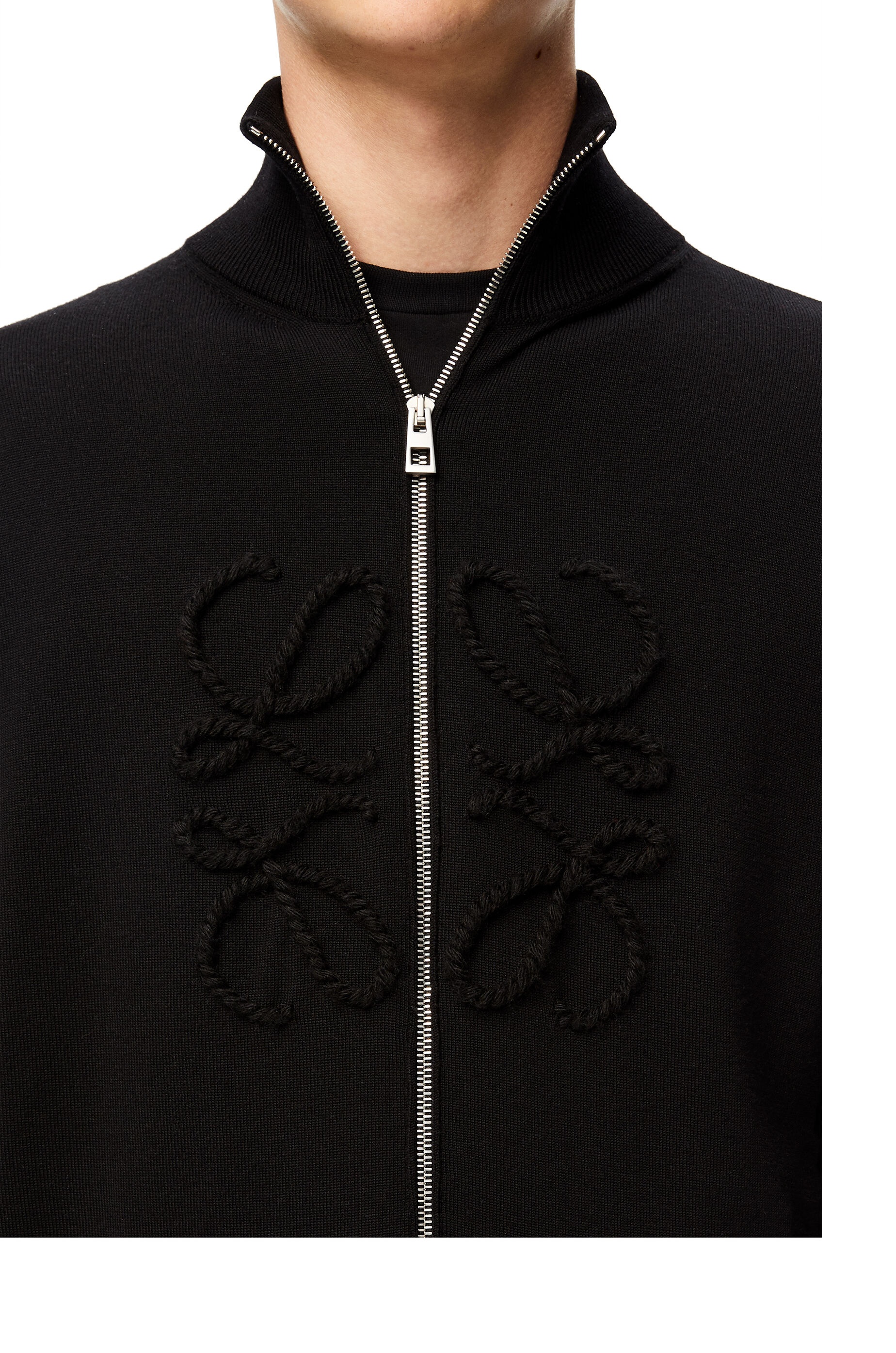 Anagram stitch zip sweater in wool and cashmere - 5