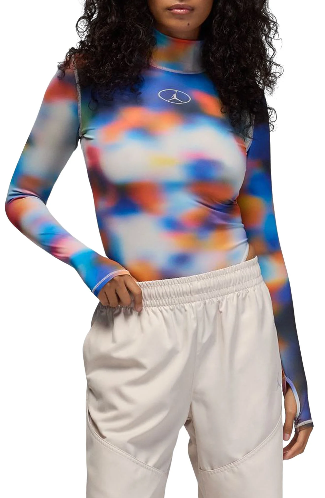 Jordan Flight Mountainside Long Sleeve Thong Bodysuit in Pure Platinum at Nordstrom - 1