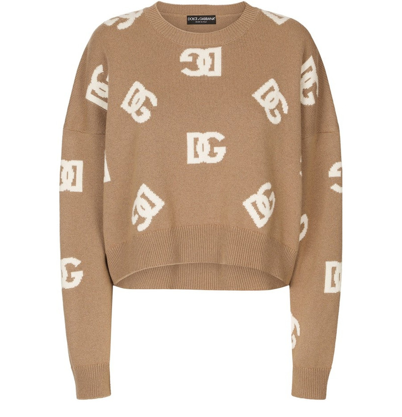 Cropped wool sweater with inlay 1