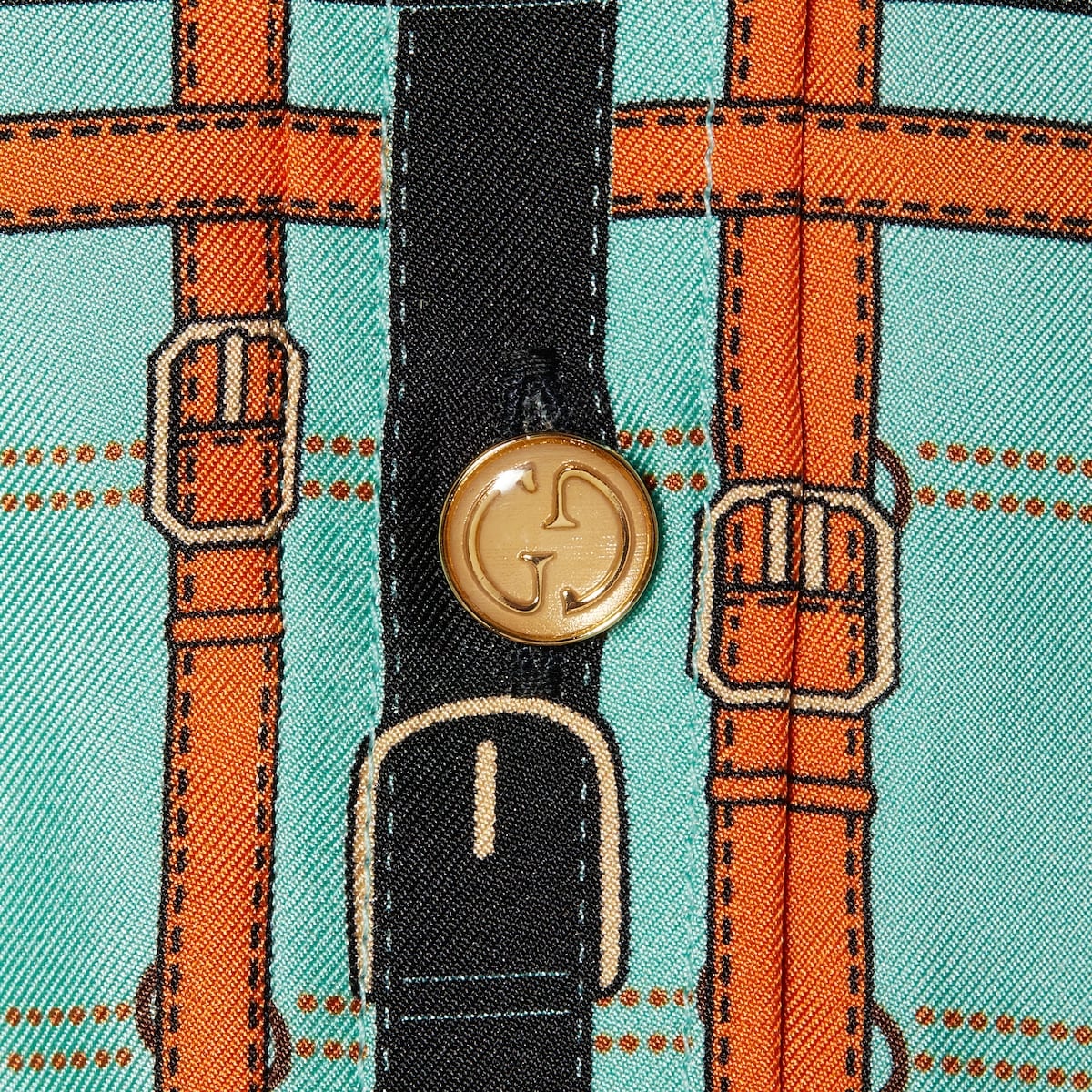 GG belt print silk dress - 4