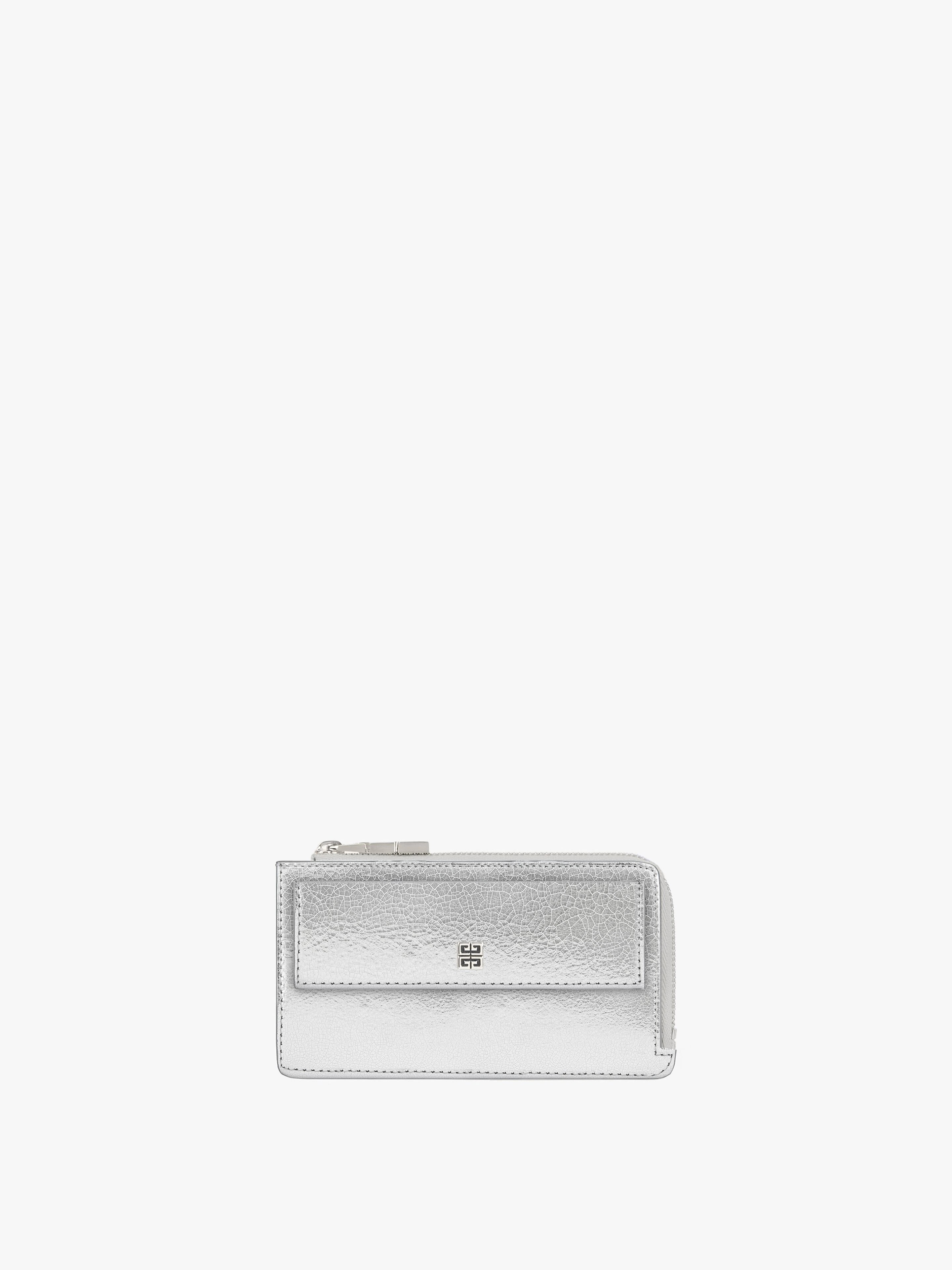 4G ZIPPED CARD HOLDER IN METALLIZED LEATHER - 3