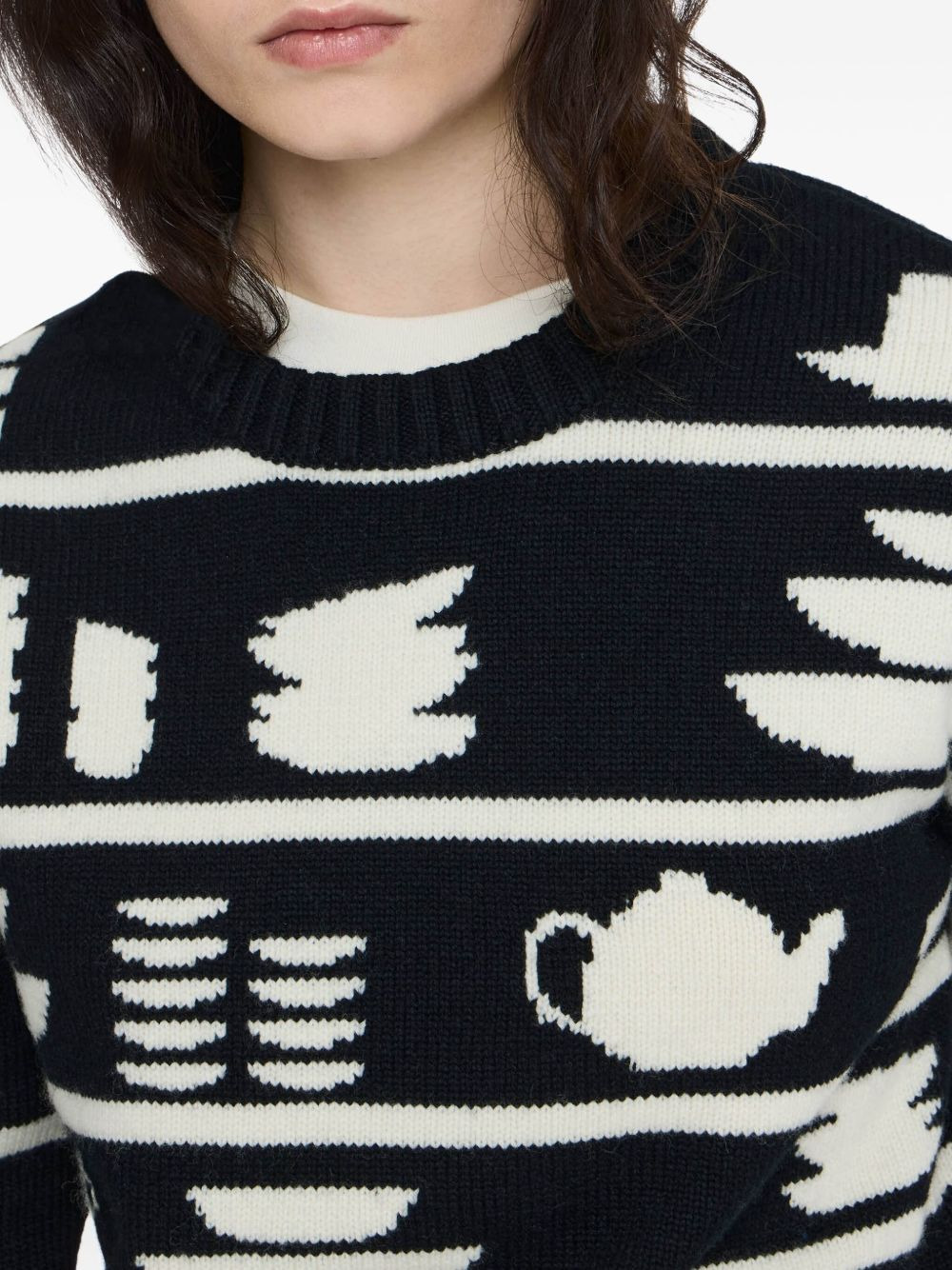tableware-pattern crew-neck sweater - 3
