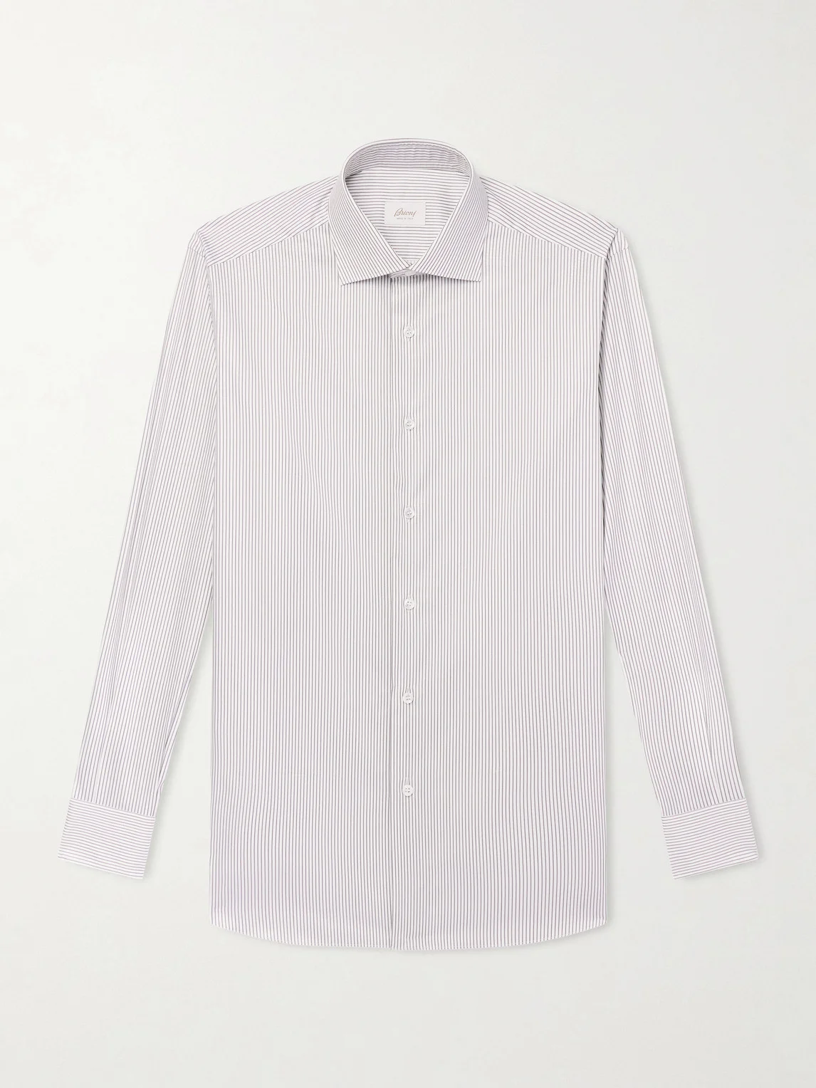 Cutaway-Collar Striped Cotton-Twill Shirt - 1