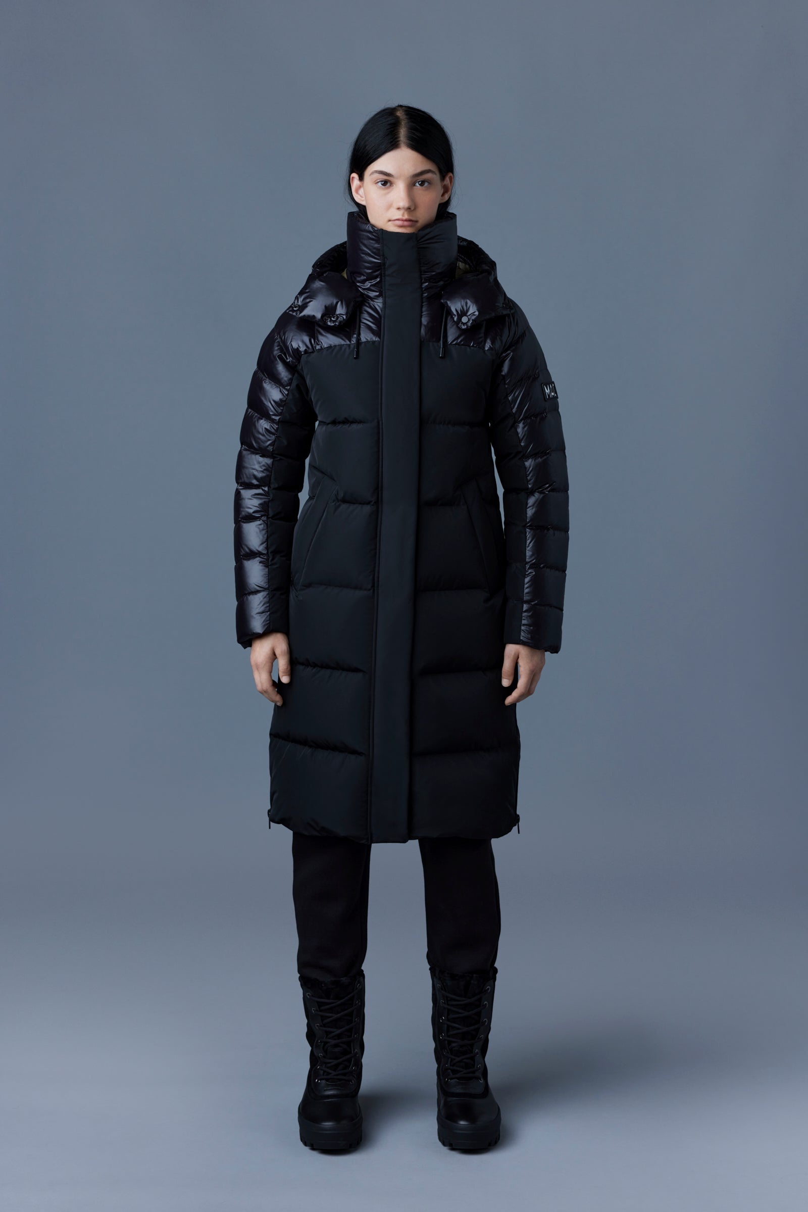 KAZ mixed-media down jacket with removable hood - 2
