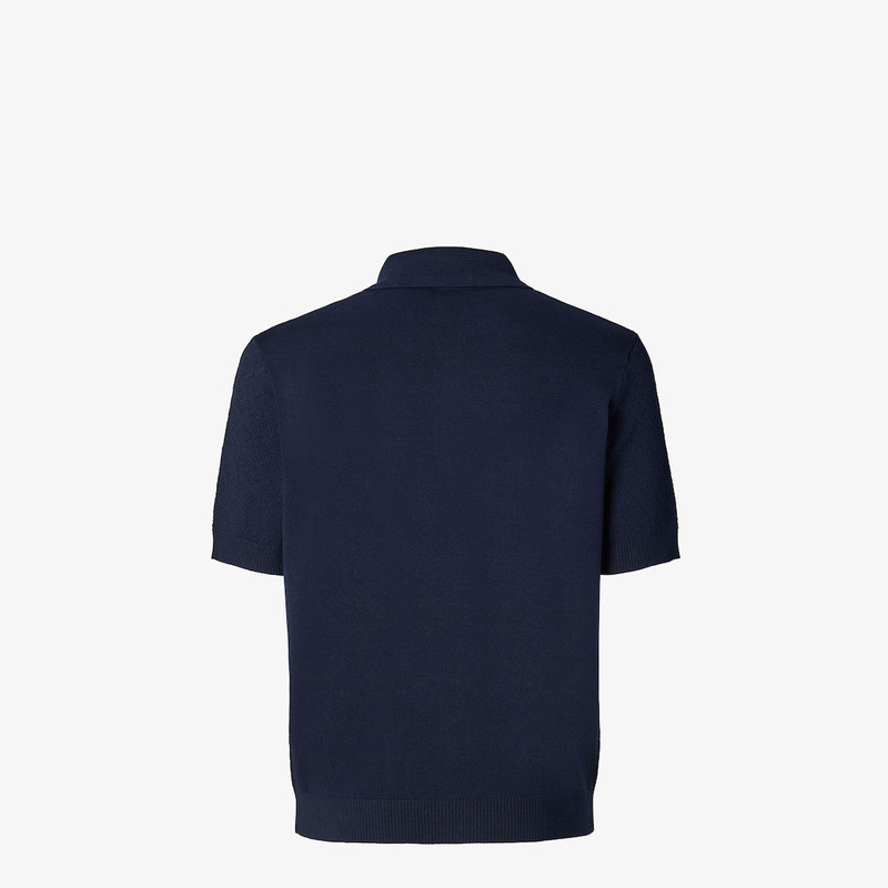 Polo shirt Dark blue cotton and viscose tricot polo shirt 2