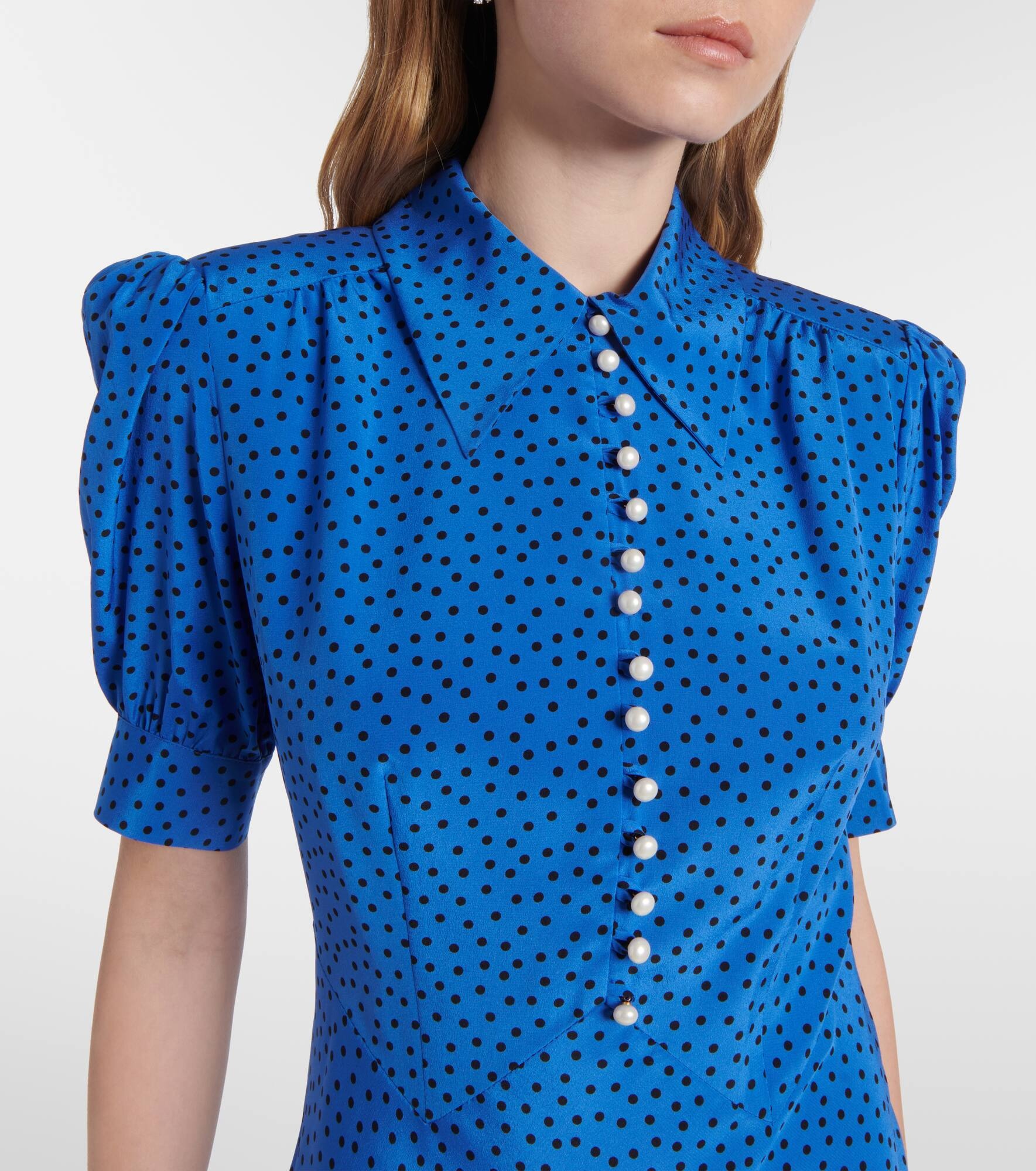 Polka-dot silk maxi dress - 4