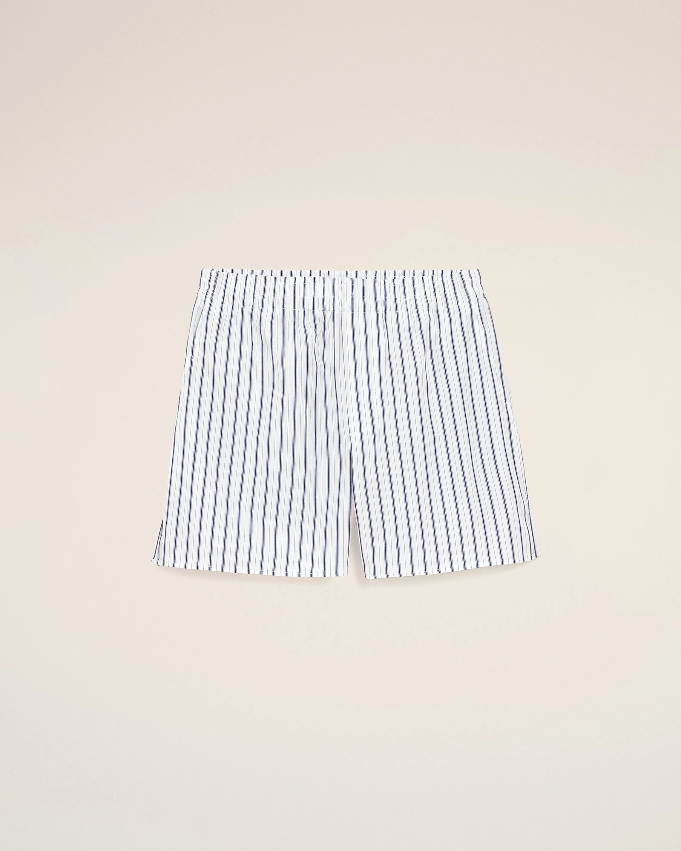 WHITE COTTON ELASTICATED SHORTS - 1